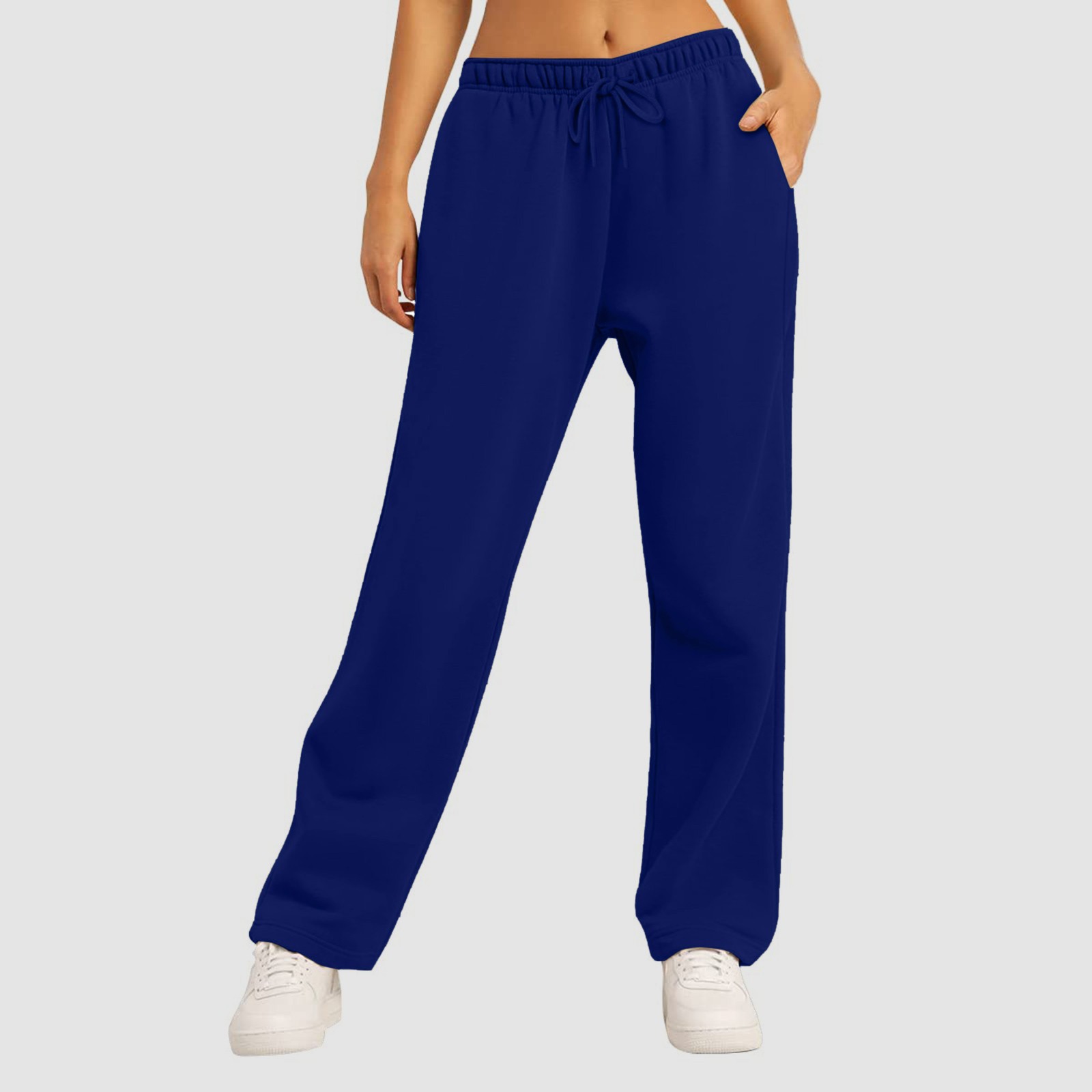 thumbnail image 3 of Pantalones de yoga de cintura alta con forro polar para mujer - Pierna ancha y recta, bolsillos para hacer ejercicio/uso informal (S-XXXL), 3 of 6